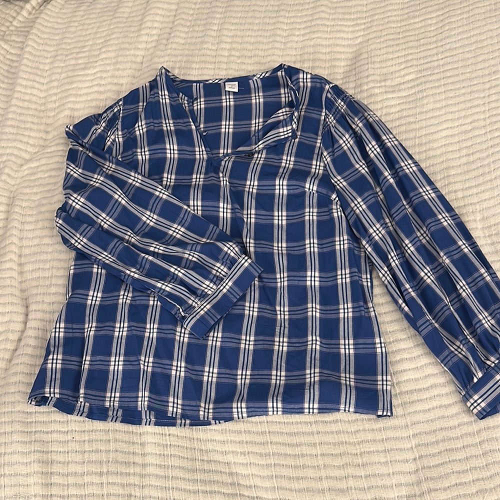 Old Navy Blue Plaid Blouse